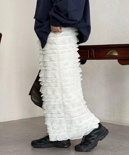 修身 層疊荷葉邊 半身裙