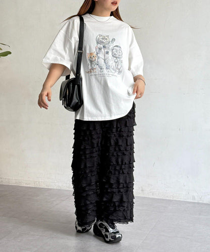 修身 層疊荷葉邊 半身裙