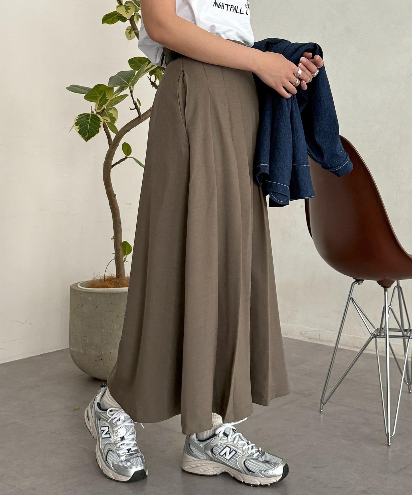 腰帶設計 百褶 半身裙