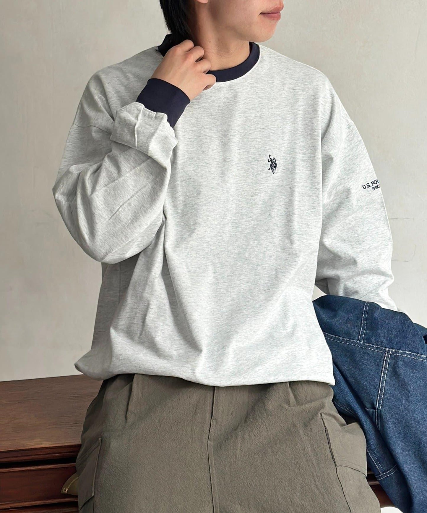 U.S. POLO ASSN. 抽繩泡泡廓形長袖T恤