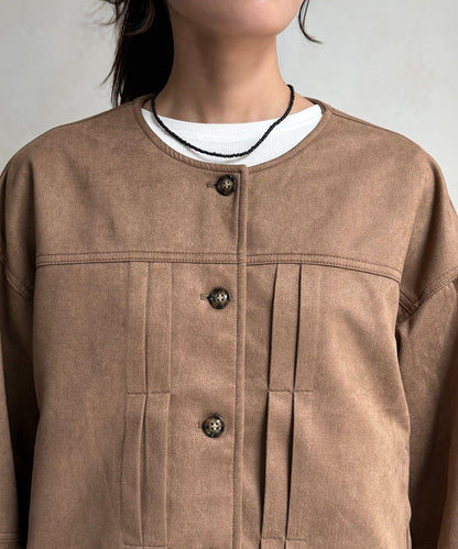 仿麂皮 袖部蓬鬆 外套