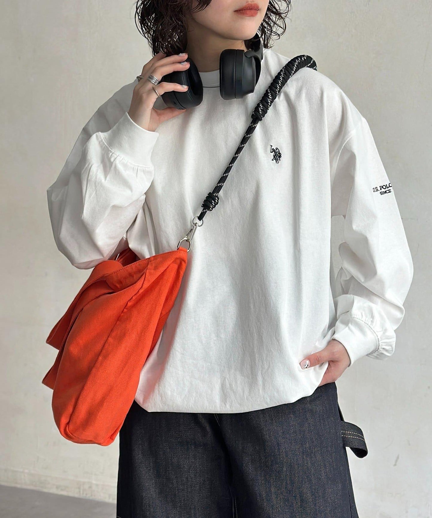 U.S. POLO ASSN. 抽繩泡泡廓形長袖T恤