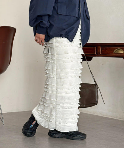 修身 層疊荷葉邊 半身裙