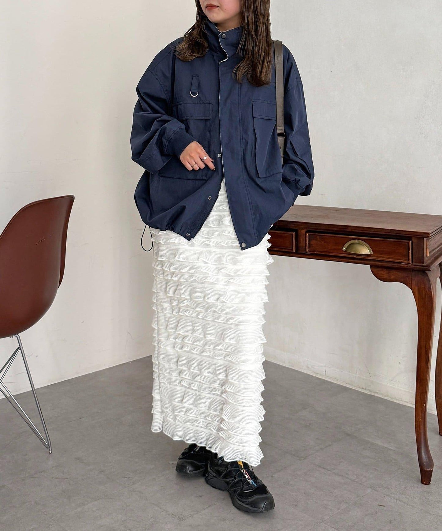 修身 層疊荷葉邊 半身裙