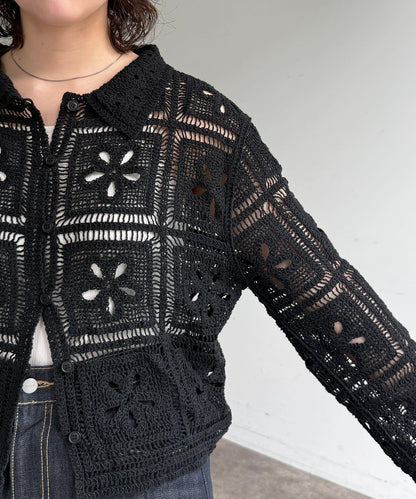 帶領鉤織針織開衫