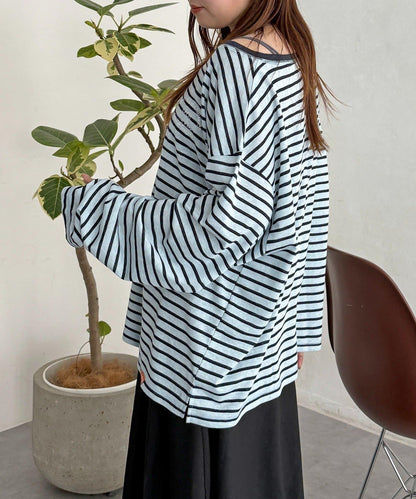 粗節透紗單肩長袖T恤