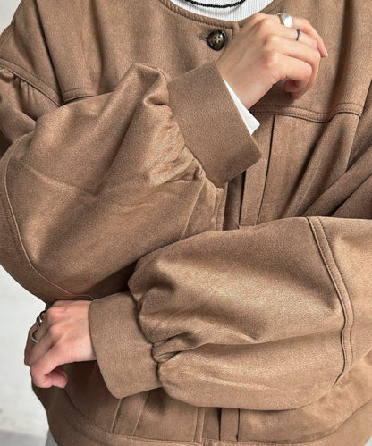 仿麂皮 袖部蓬鬆 外套