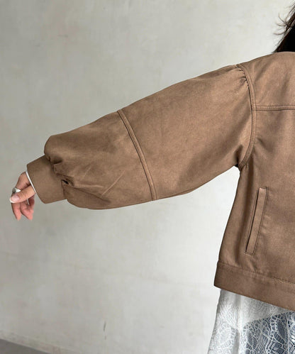 仿麂皮 袖部蓬鬆 外套