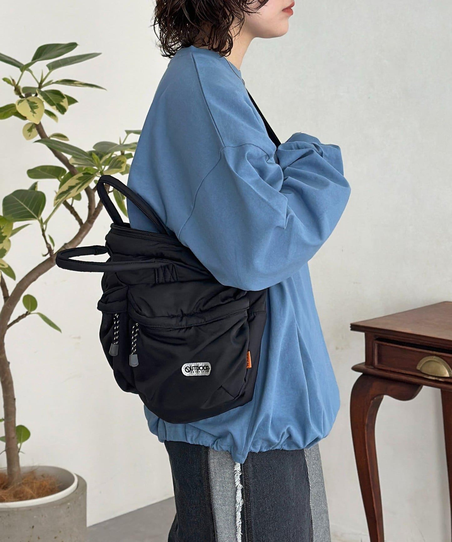 U.S. POLO ASSN. 抽繩泡泡廓形長袖T恤