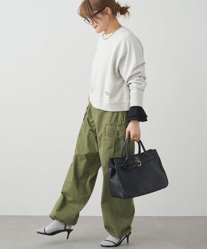 梭織喇叭袖口針織上衣