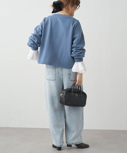 梭織喇叭袖口針織上衣