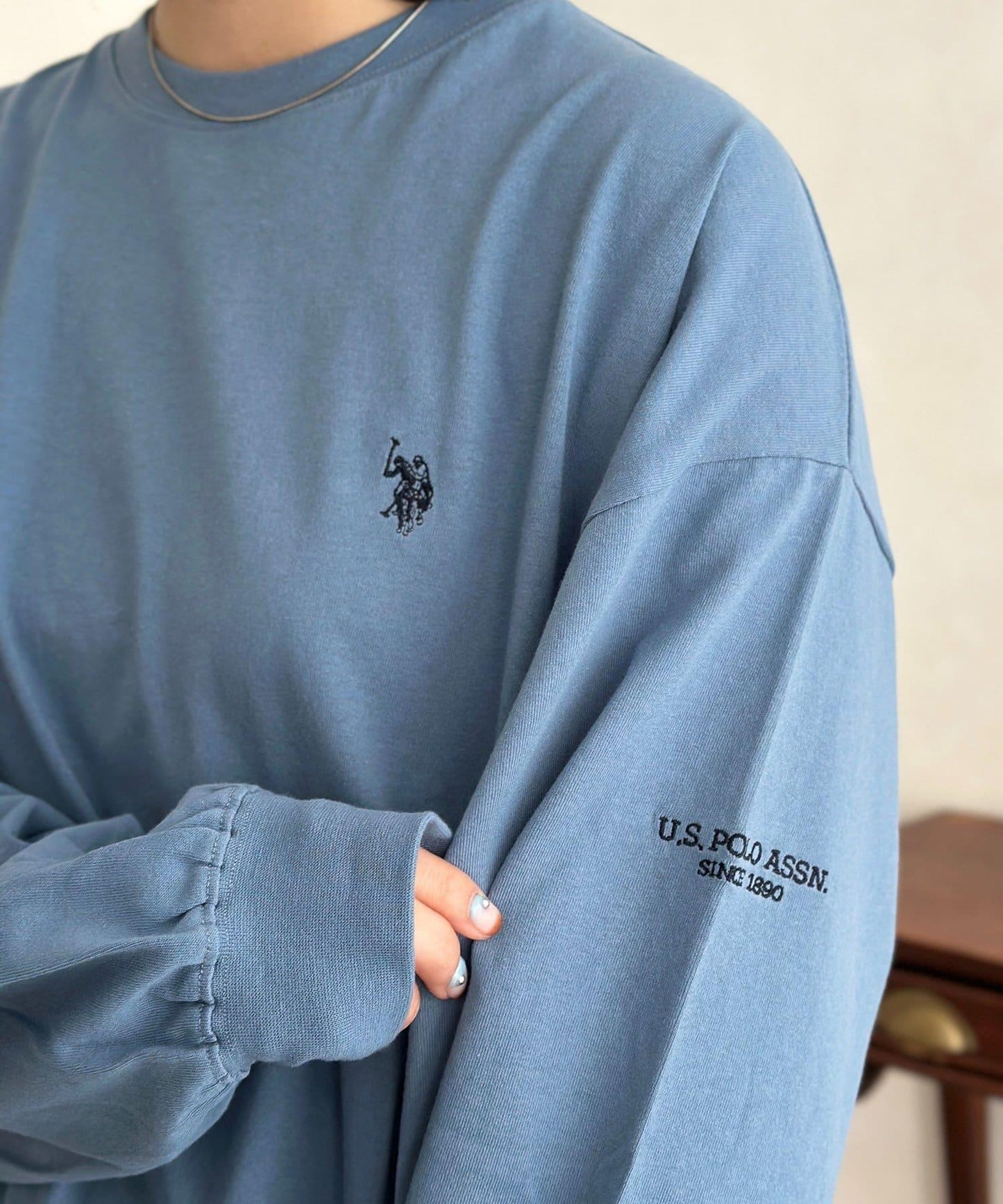 U.S. POLO ASSN. 抽繩泡泡廓形長袖T恤