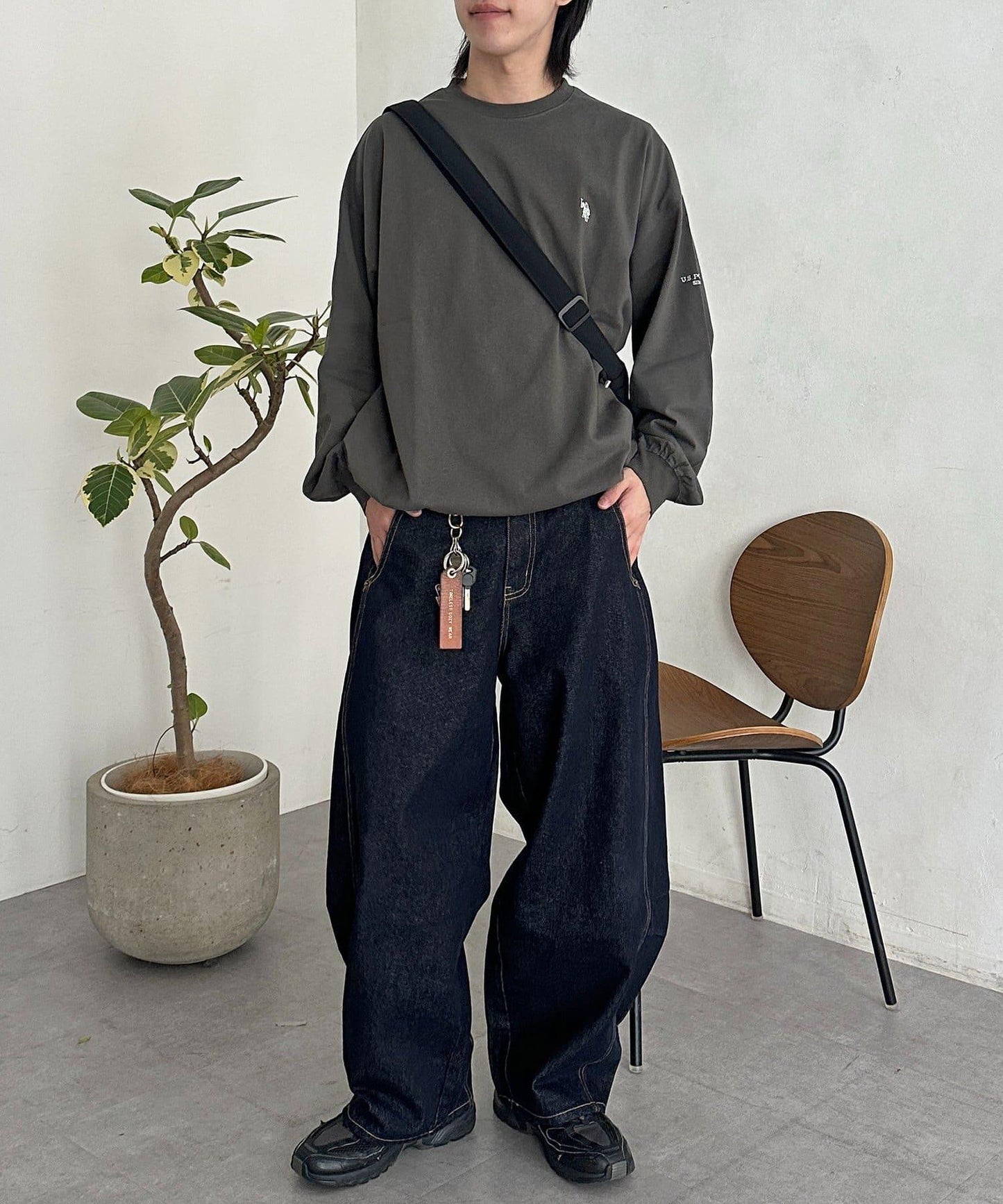 U.S. POLO ASSN. 抽繩泡泡廓形長袖T恤