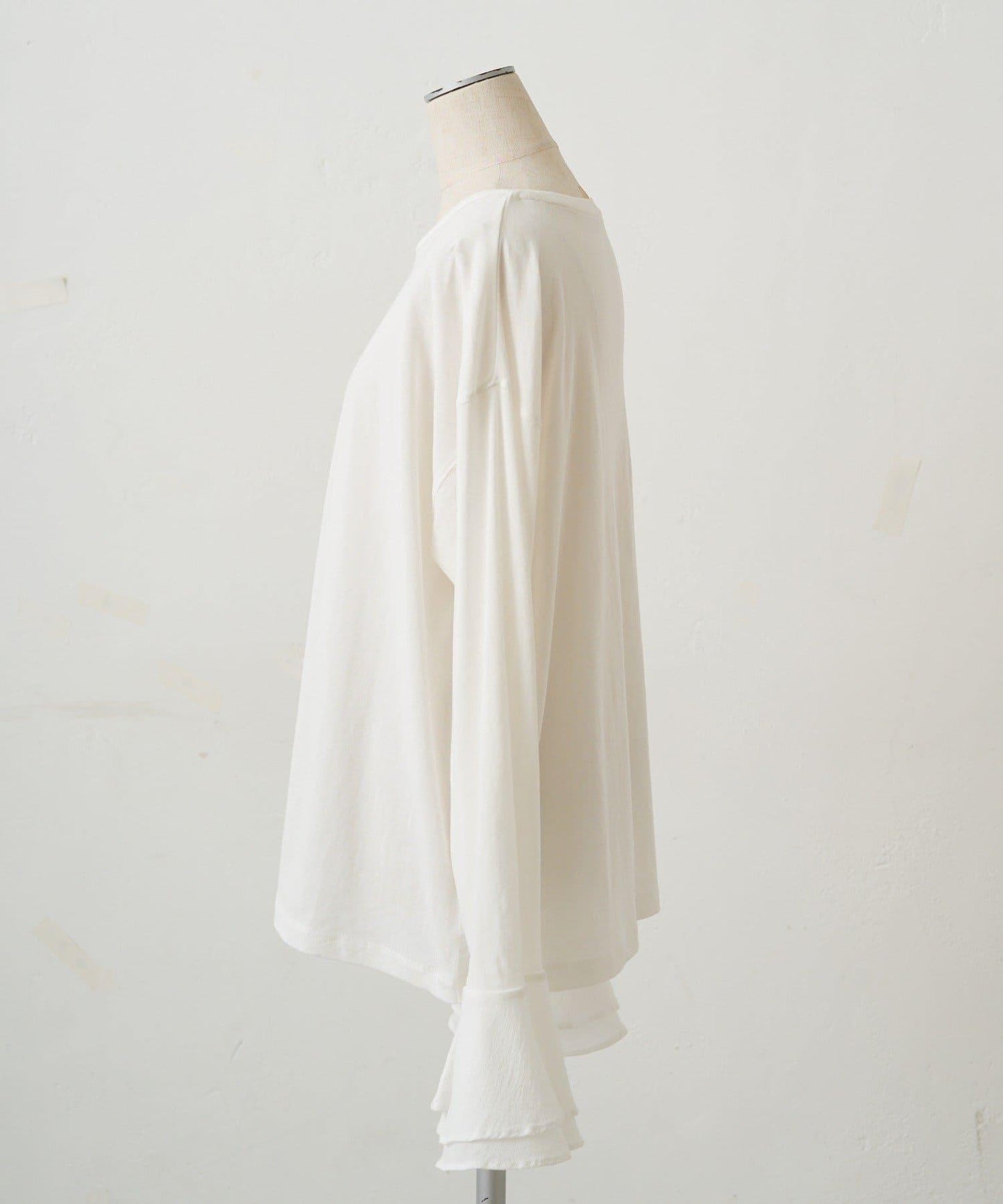 梭織喇叭袖口針織上衣