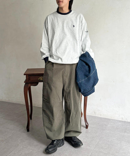 U.S. POLO ASSN. 抽繩泡泡廓形長袖T恤