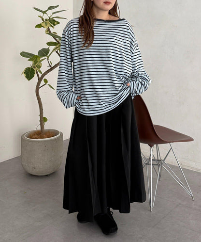 粗節透紗單肩長袖T恤