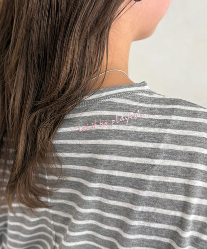 粗節透紗單肩長袖T恤