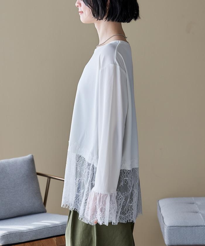 異材質拼接長袖T恤