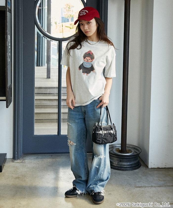 モンチッチ（蒙奇奇） 異材質拼接T恤