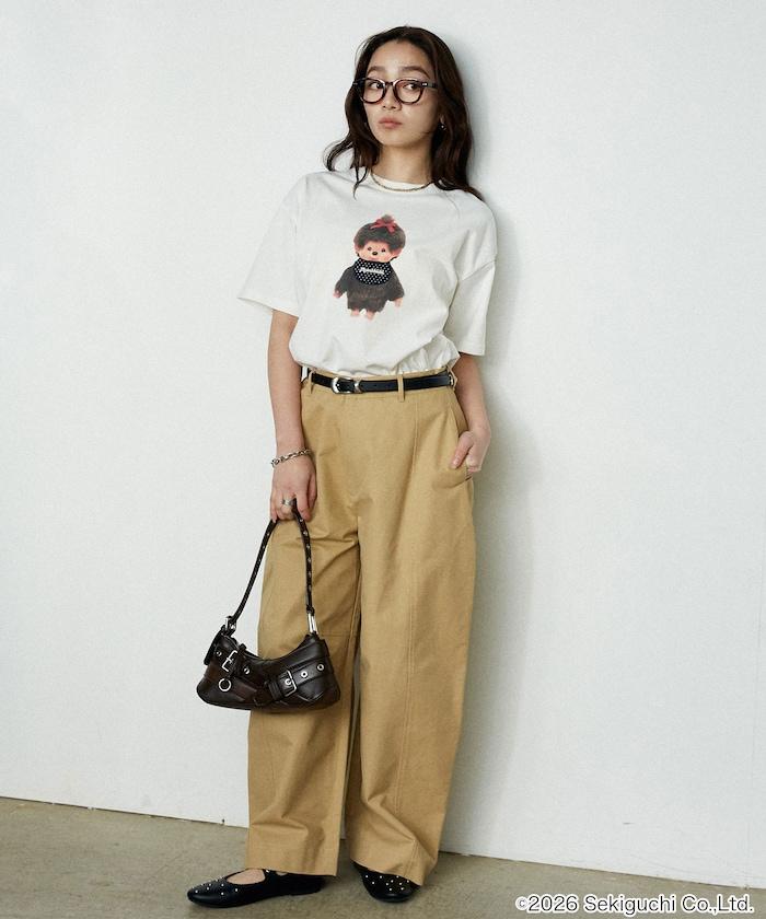 モンチッチ（蒙奇奇） 異材質拼接T恤