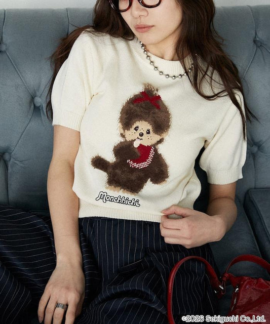 モンチッチ（蒙奇奇） 羽毛提花 夏季針織衫