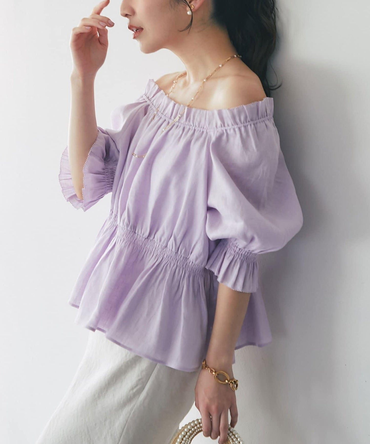 抽褶褶皺設計 女襯衫