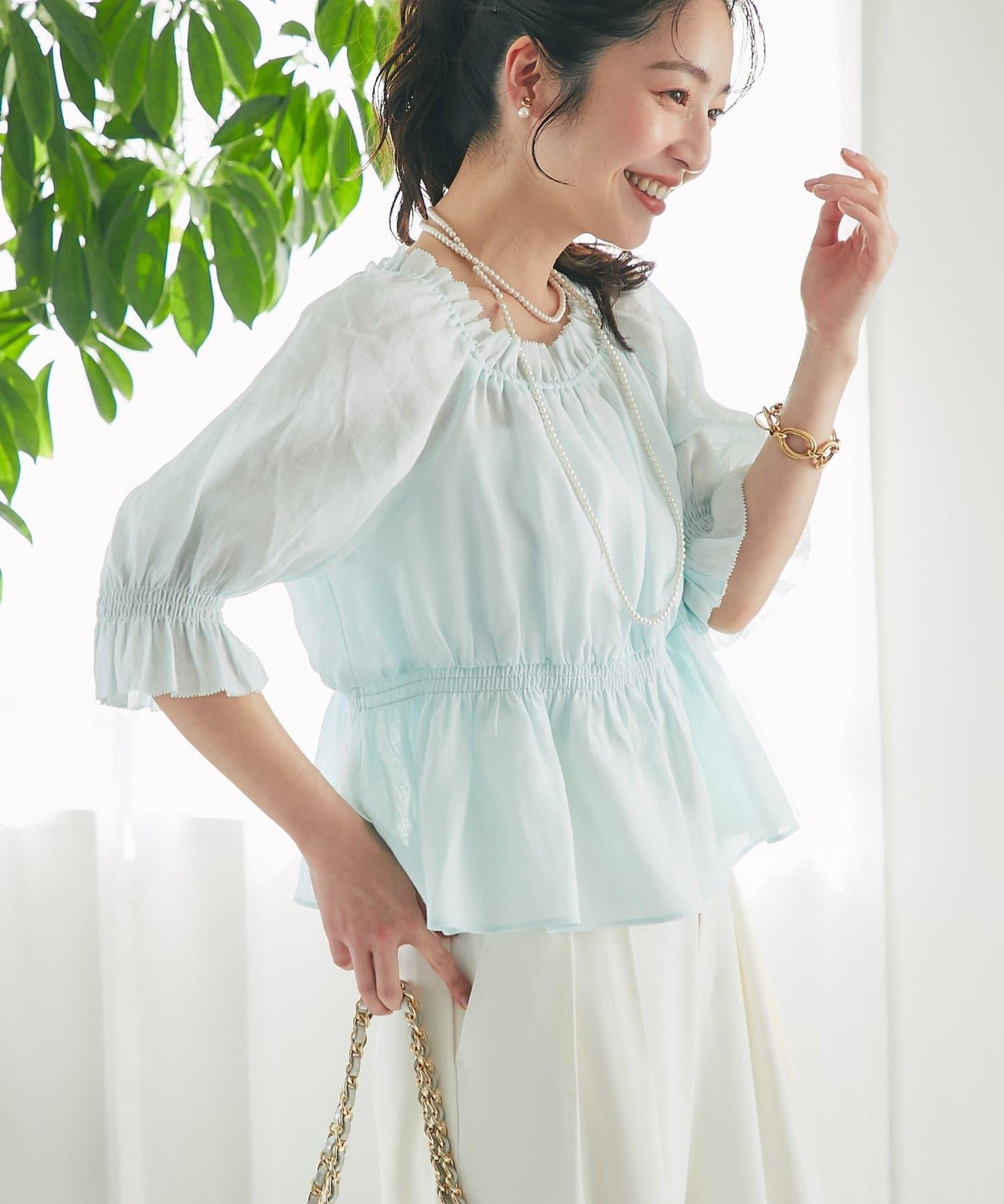 抽褶褶皺設計 女襯衫