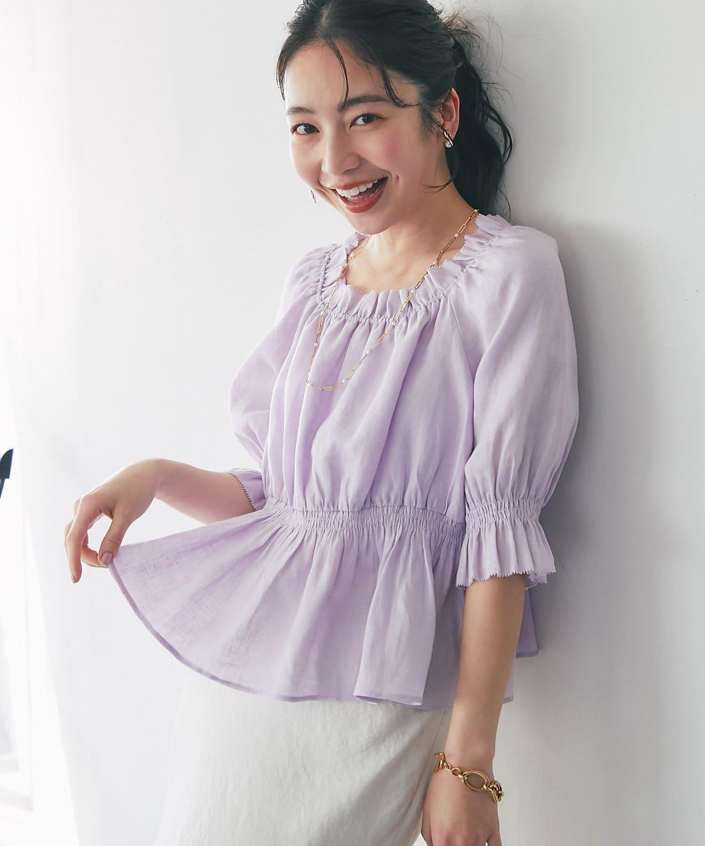 抽褶褶皺設計 女襯衫