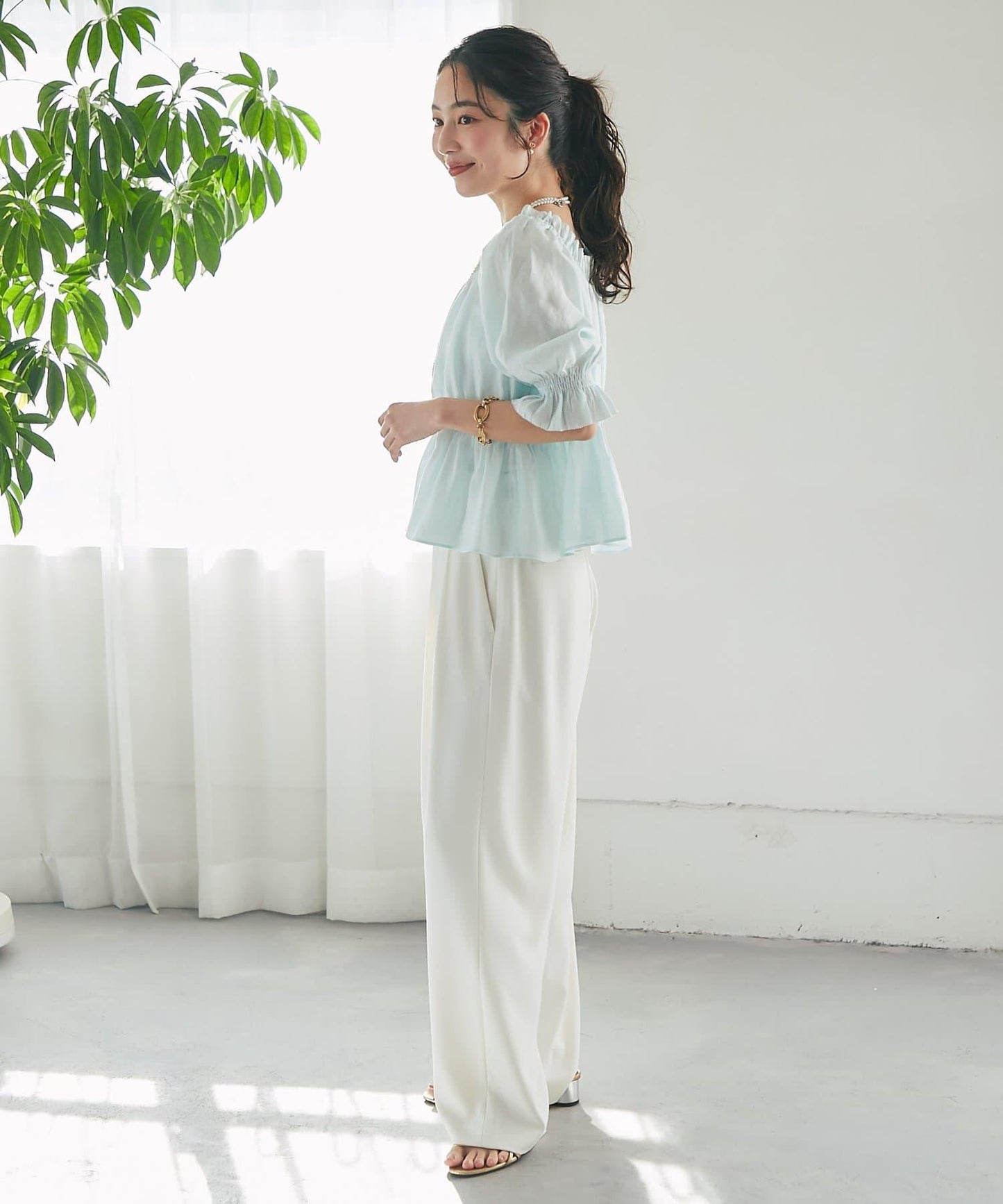 抽褶褶皺設計 女襯衫