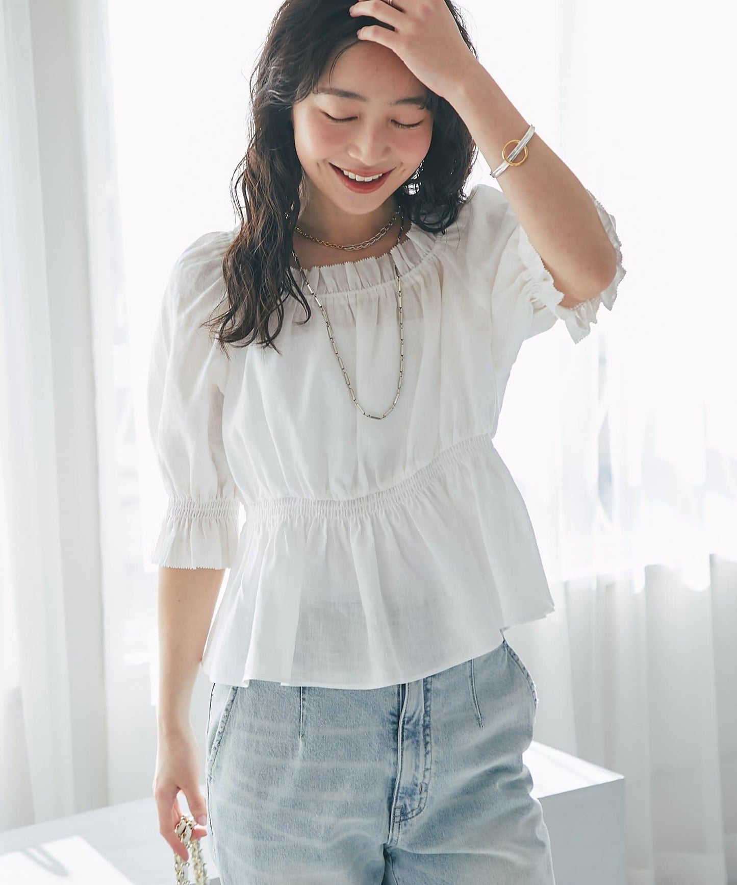 抽褶褶皺設計 女襯衫