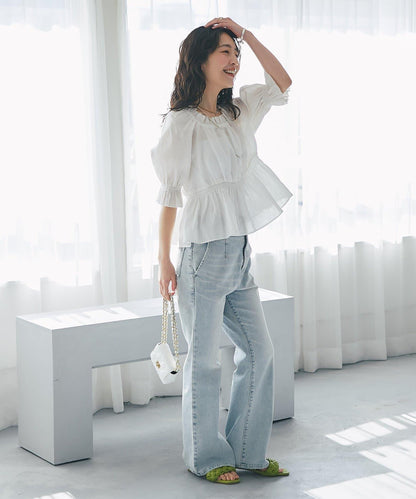 抽褶褶皺設計 女襯衫