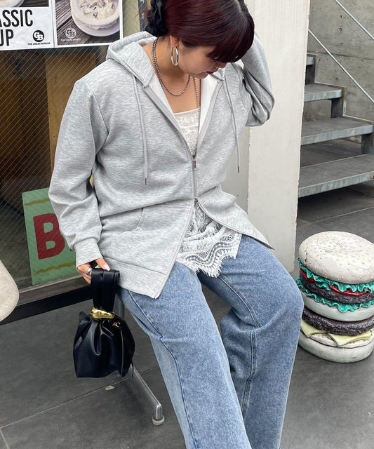 雙拉鍊連帽衛衣