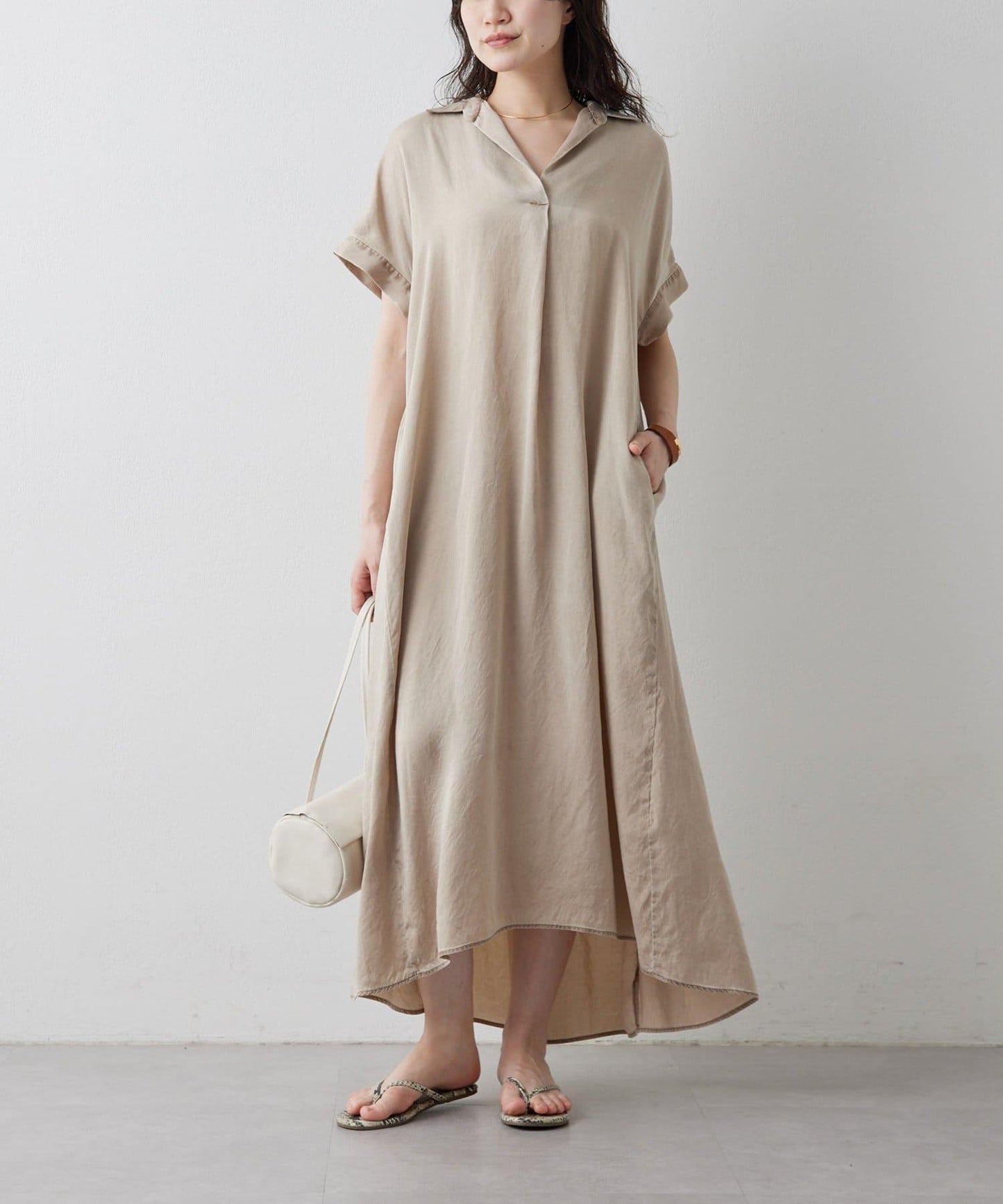 Drawing Numbers 水洗做舊銅氨面料襯衫連衣裙