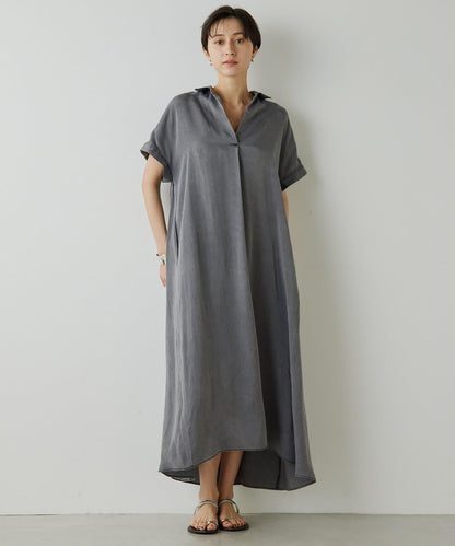 Drawing Numbers 水洗做舊銅氨面料襯衫連衣裙