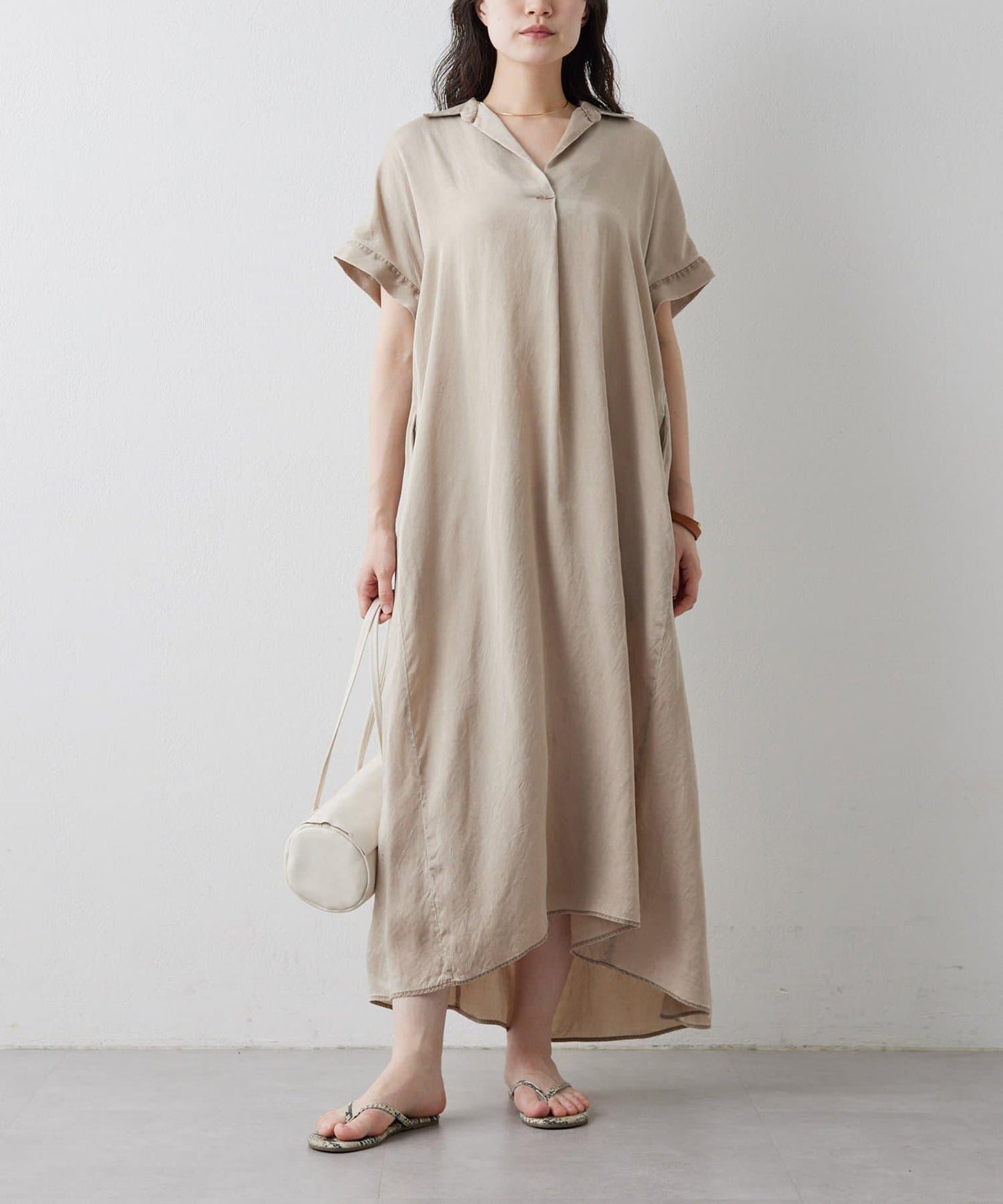 Drawing Numbers 水洗做舊銅氨面料襯衫連衣裙