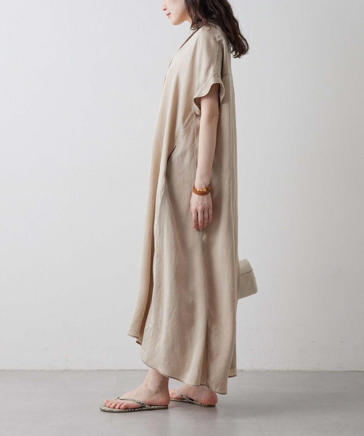 Drawing Numbers 水洗做舊銅氨面料襯衫連衣裙