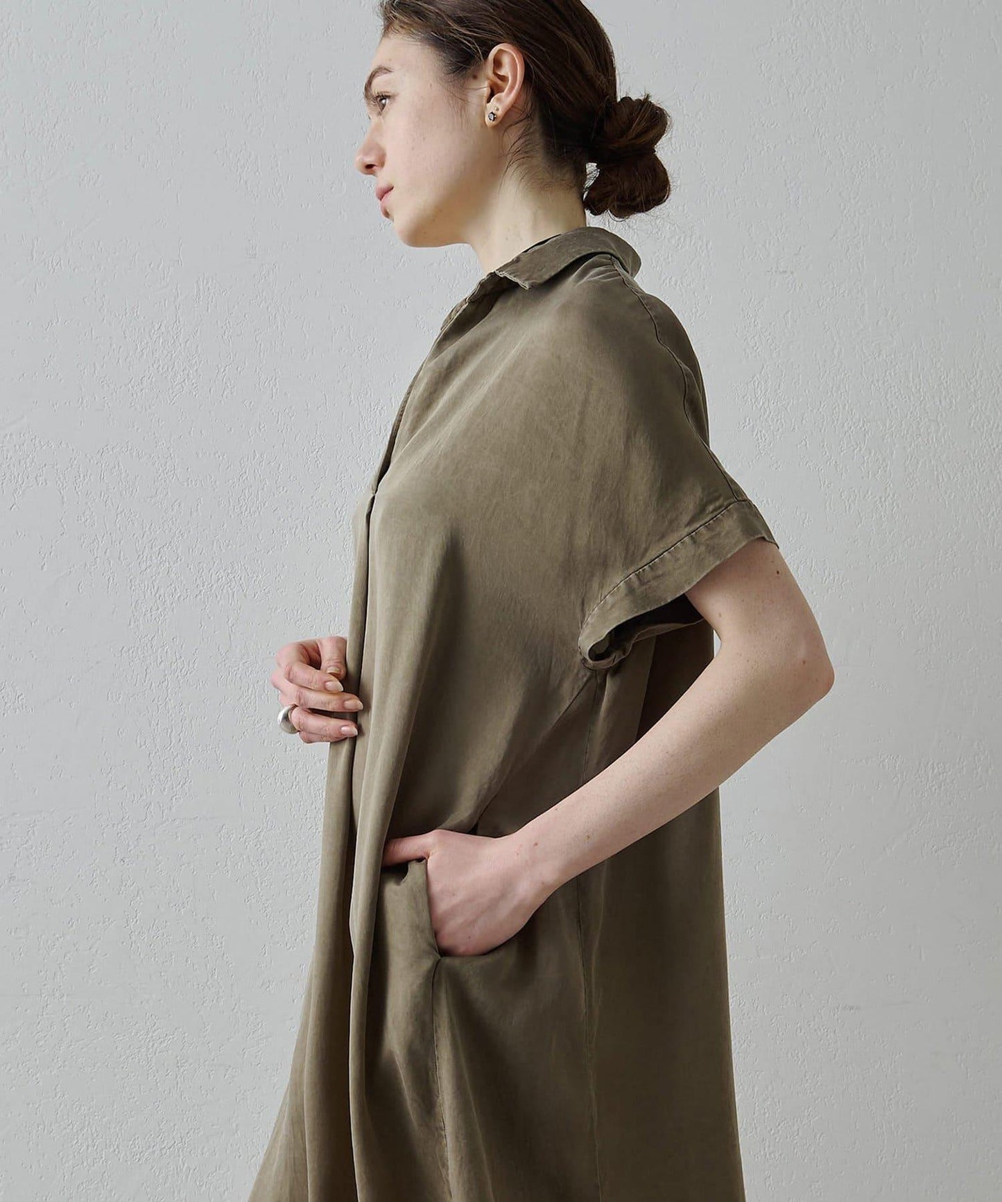 Drawing Numbers 水洗做舊銅氨面料襯衫連衣裙