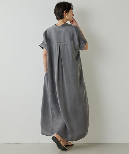 Drawing Numbers 水洗做舊銅氨面料襯衫連衣裙