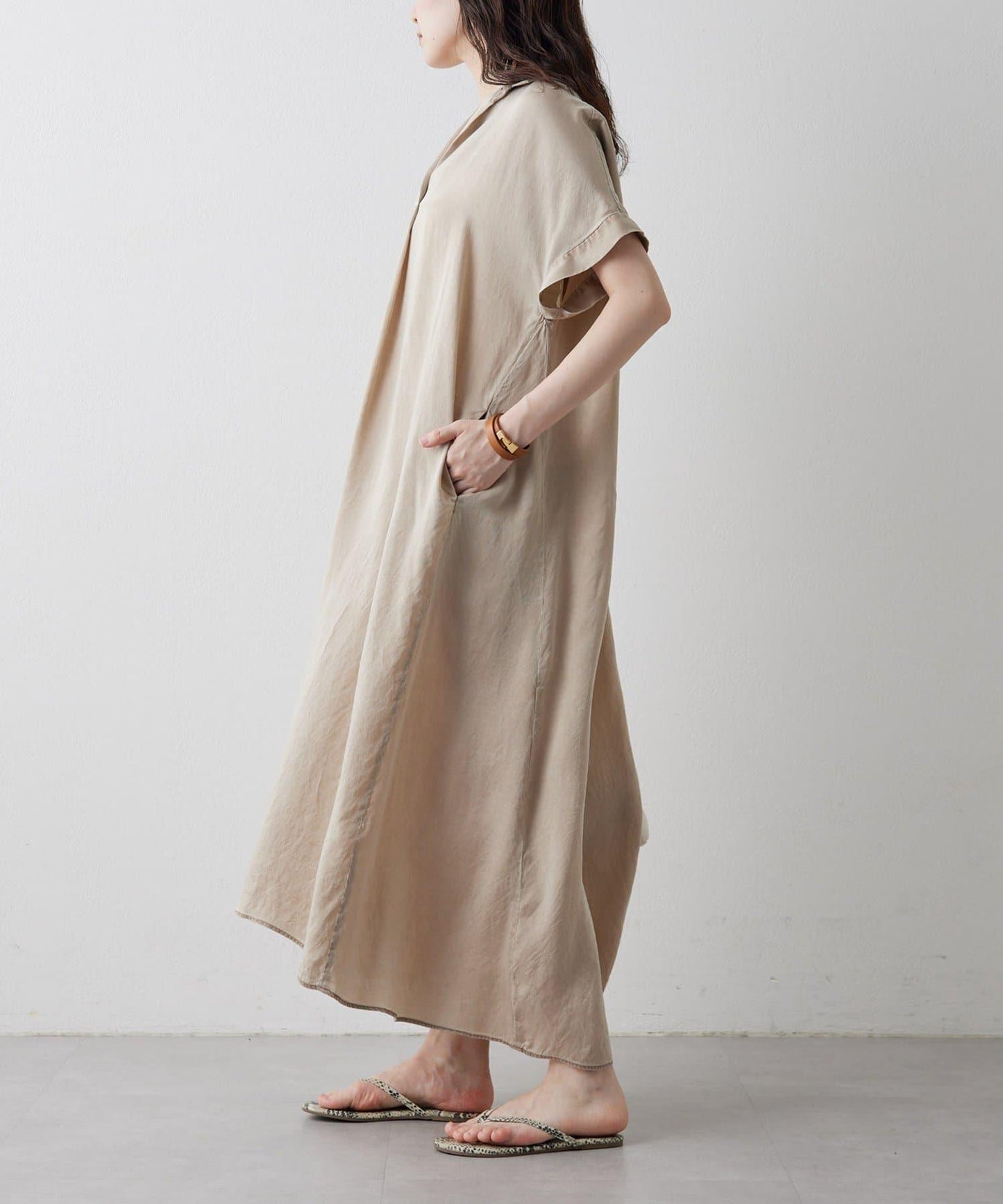 Drawing Numbers 水洗做舊銅氨面料襯衫連衣裙