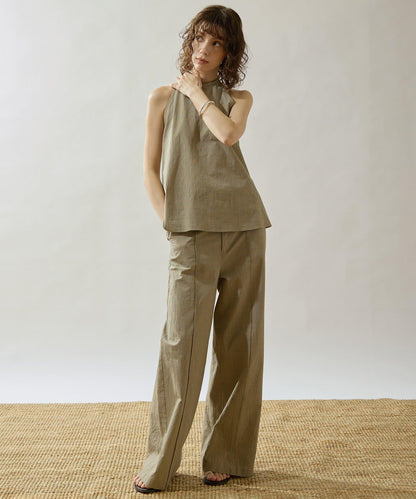 Drawing Numbers 有機棉格紋闊腿褲