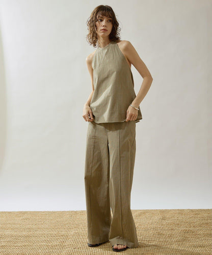 Drawing Numbers 有機棉格紋闊腿褲