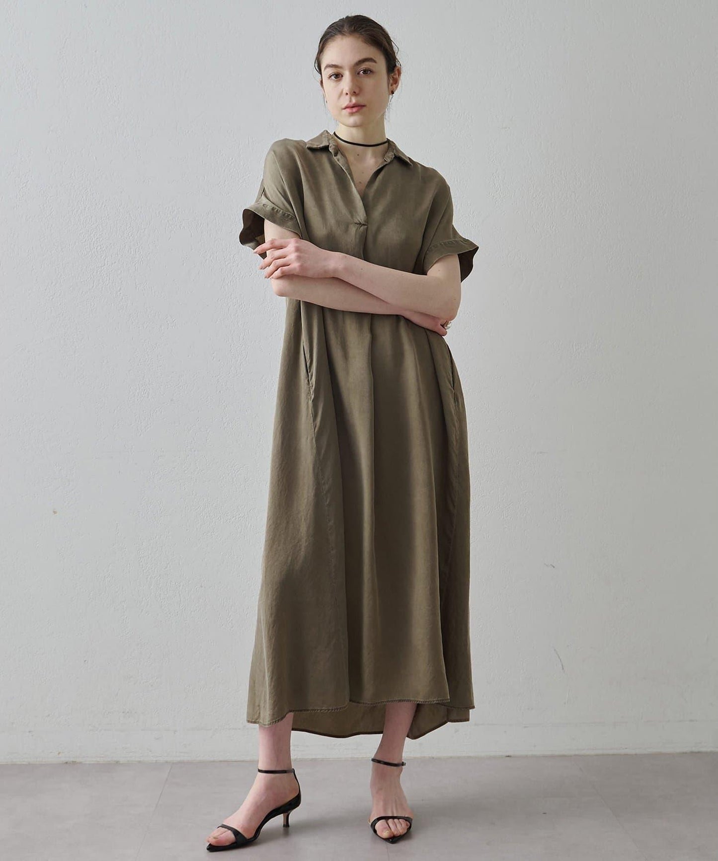 Drawing Numbers 水洗做舊銅氨面料襯衫連衣裙