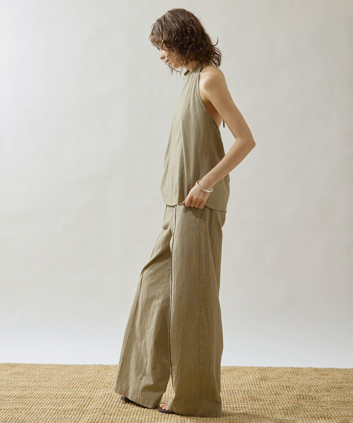 Drawing Numbers 有機棉格紋闊腿褲