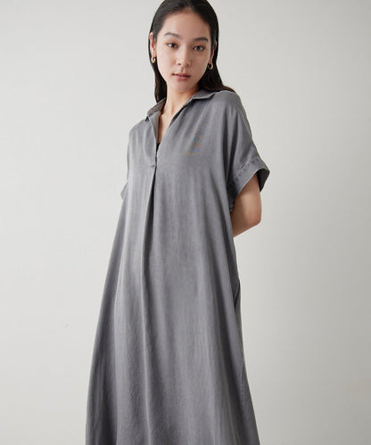 Drawing Numbers 水洗做舊銅氨面料襯衫連衣裙