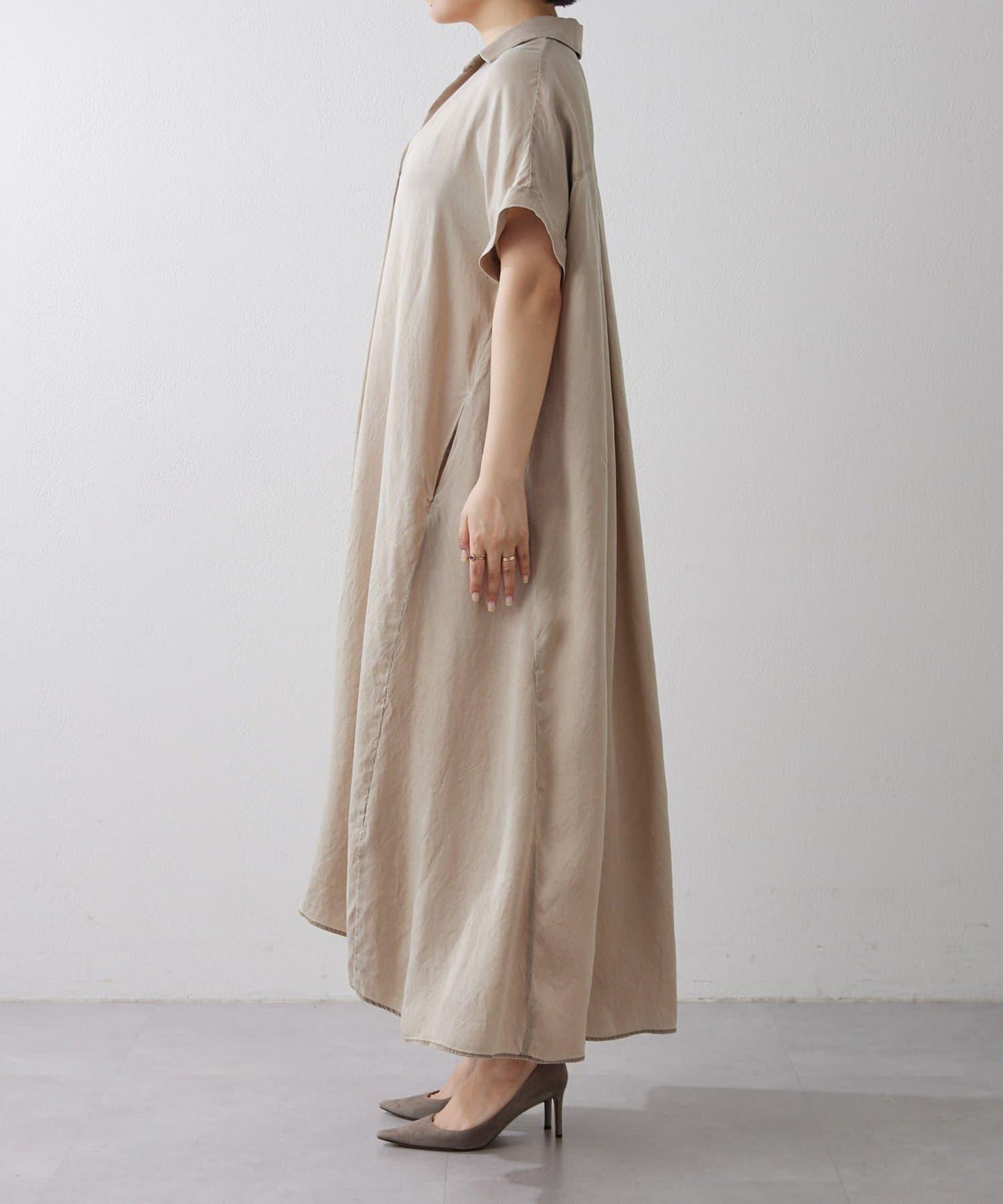 Drawing Numbers 水洗做舊銅氨面料襯衫連衣裙