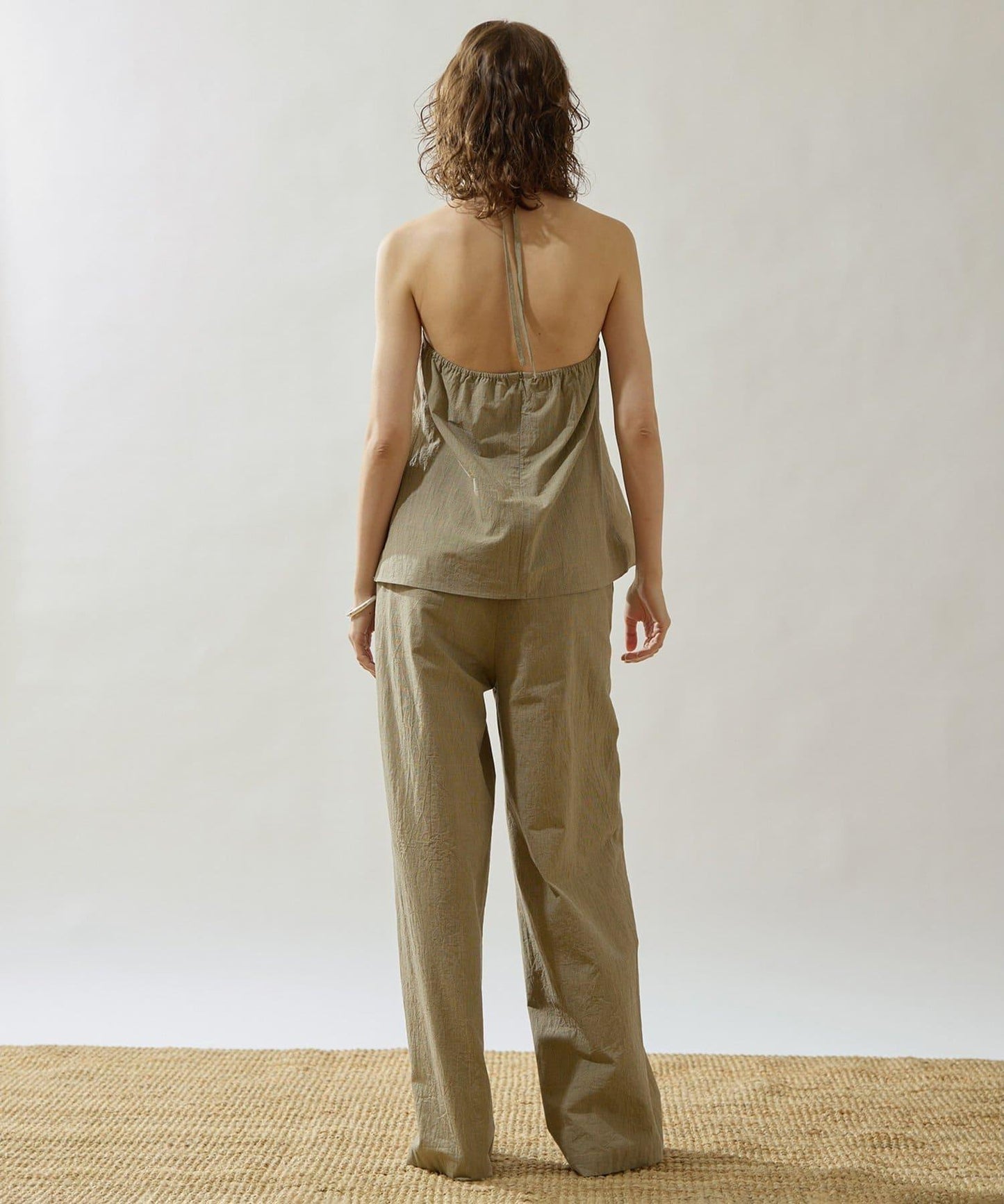 Drawing Numbers 有機棉格紋闊腿褲