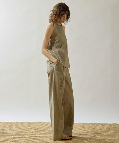 Drawing Numbers 有機棉格紋闊腿褲