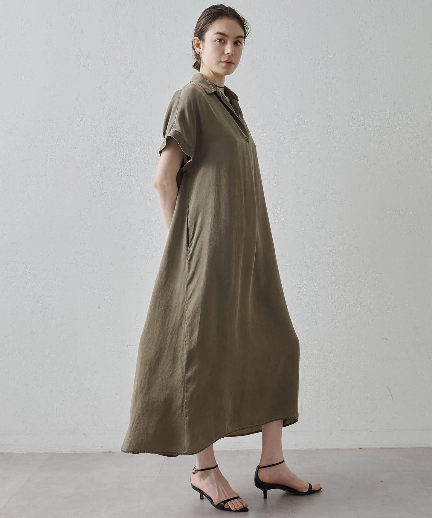 Drawing Numbers 水洗做舊銅氨面料襯衫連衣裙