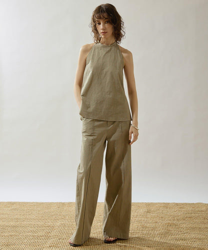 Drawing Numbers 有機棉格紋闊腿褲