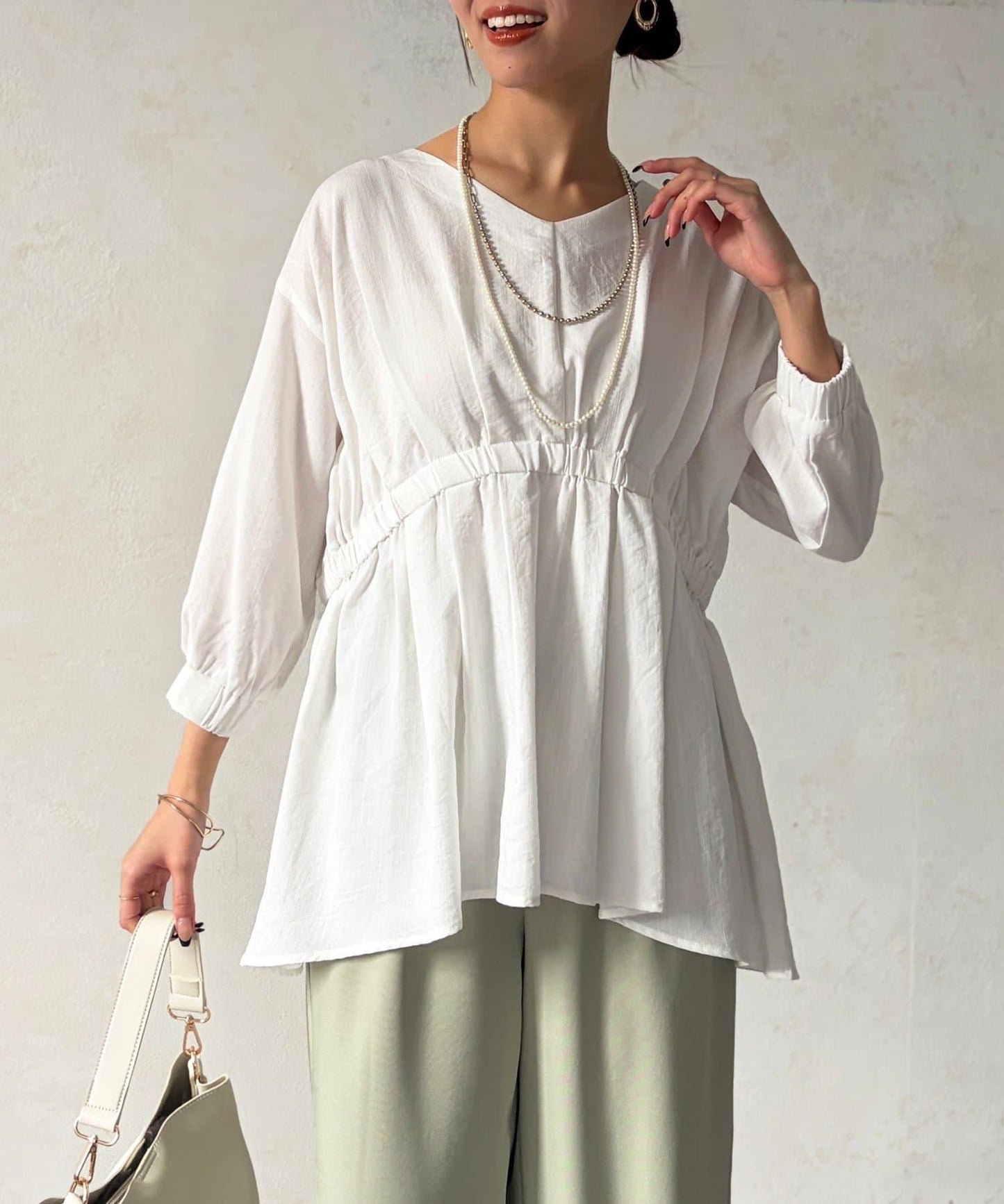 褶襉荷葉擺設計 長款上衣